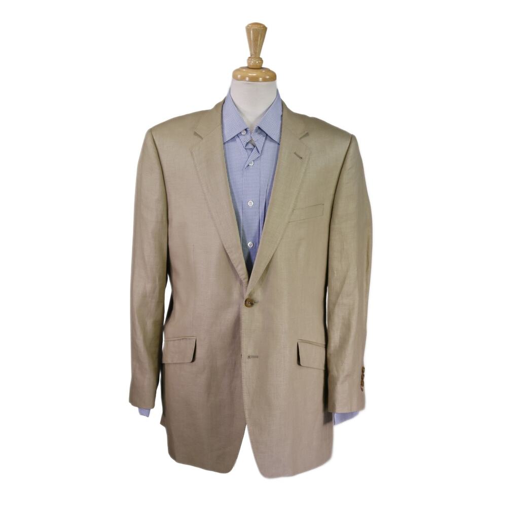 MySuit Custom Made Tan 100% Linen 2-Btn Blazer Jacket 44R